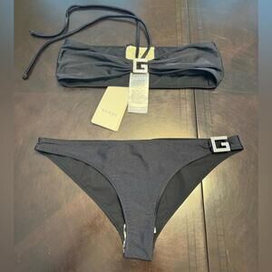 New Gucci G Geometric Crystal Logo Bikini Size M
